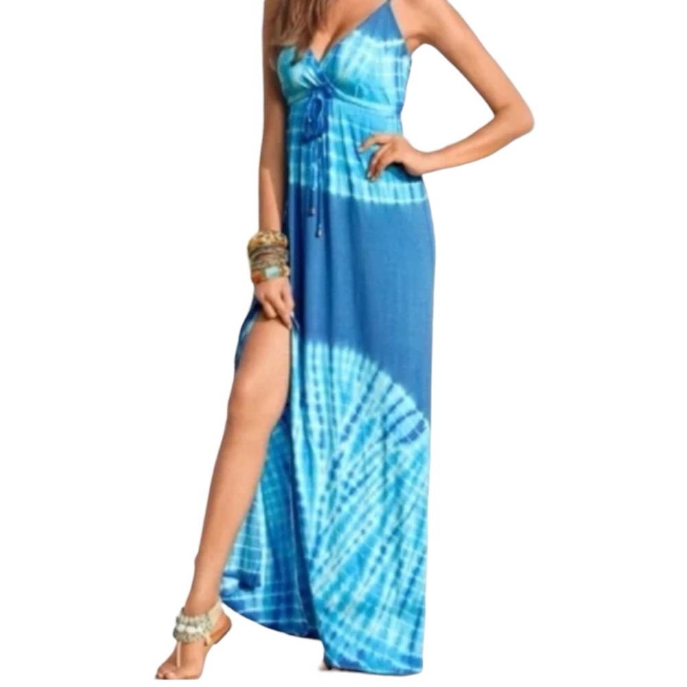 Boston Proper Blue Capri Tie Dye Maxi Dress Size XS